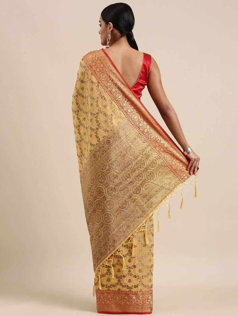 women yellow banarasi saree with blouse - 21318454 - Standard Image - 1