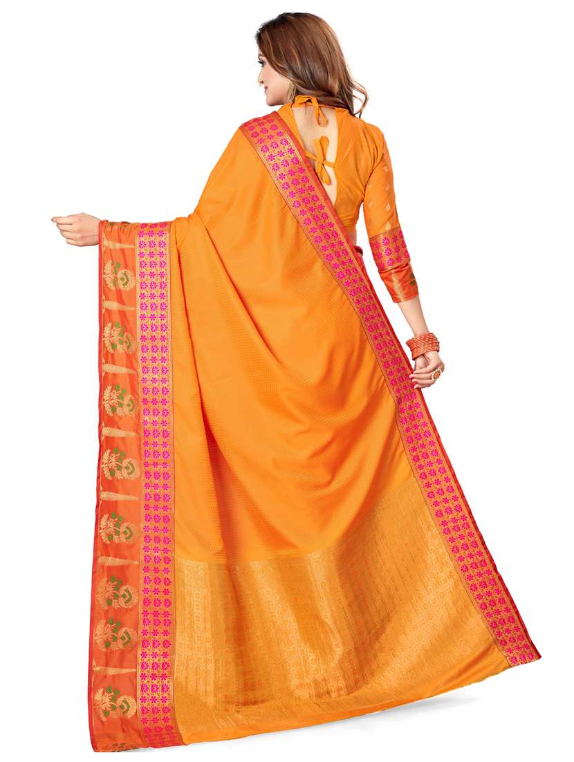 women orange banarasi saree with blouse - 21318457 -  Standard Image - 1