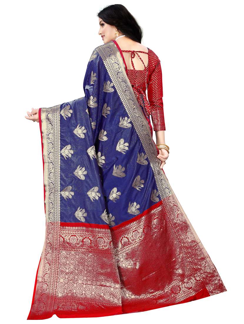 women blue banarasi saree with blouse - 21318469 -  Standard Image - 1