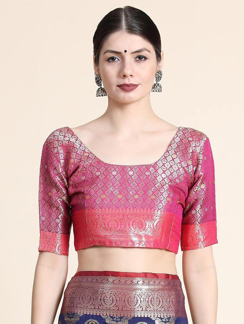 navy blue self design patola saree with blouse - 21318477 - Standard Image - 1