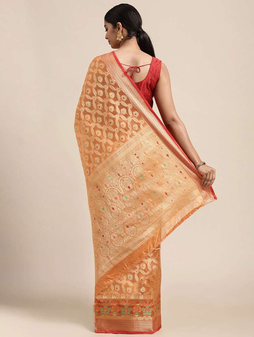 women orange banarasi saree with blouse - 21318516 -  Standard Image - 1