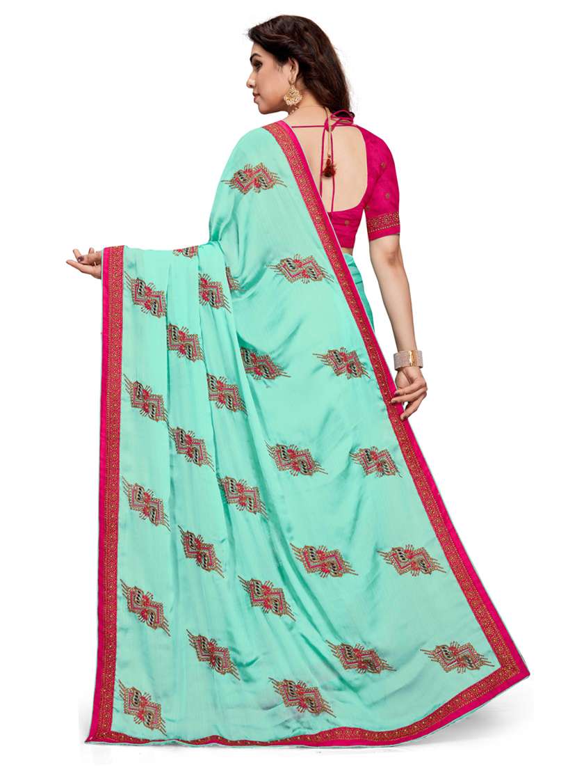 women light blue printed saree with blouse - 21318536 -  Standard Image - 1