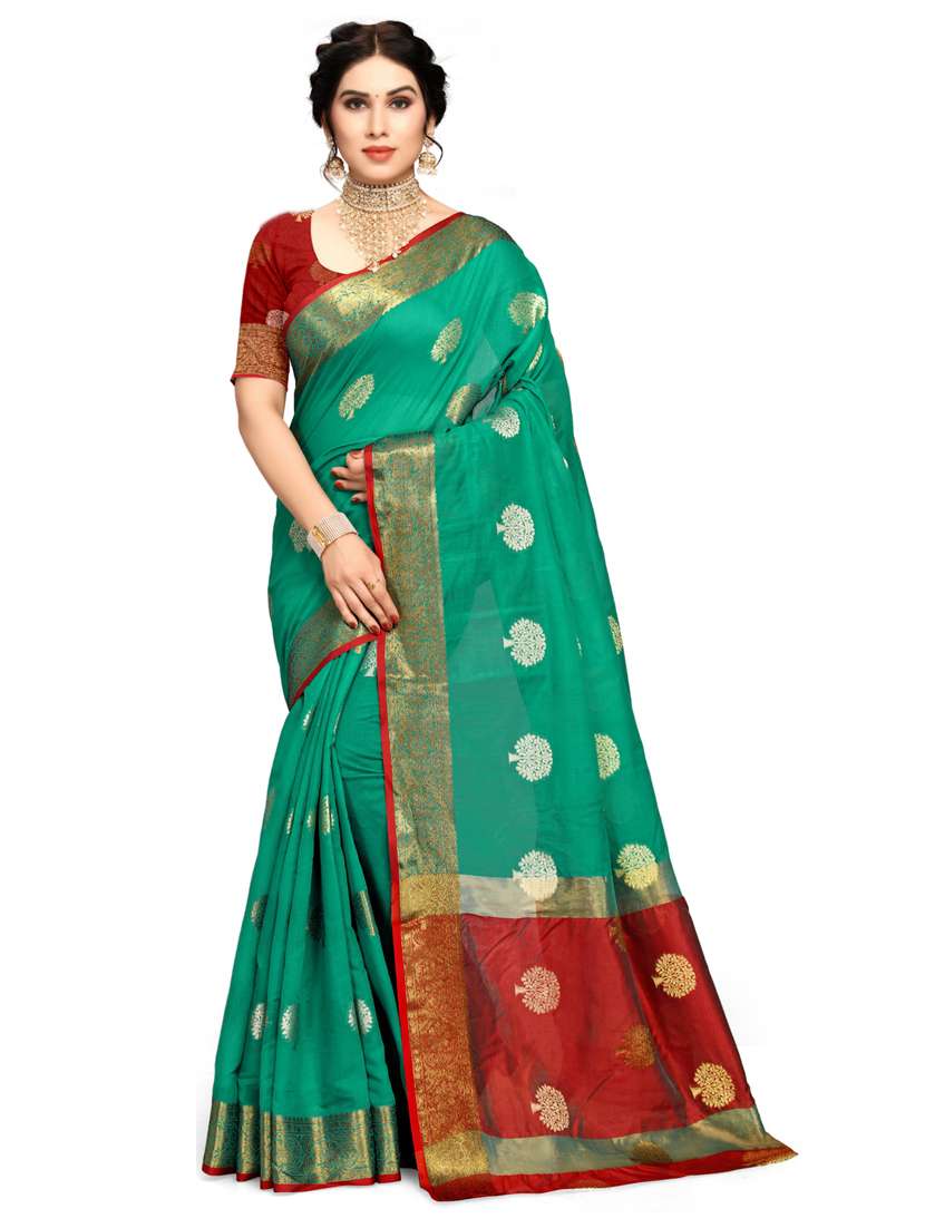 women green handloom saree with blouse