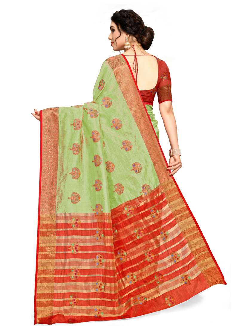 women green konrad saree with blouse - 21318620 -  Standard Image - 1