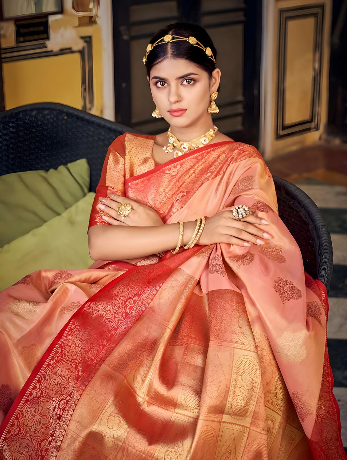women jaquard work kanjivaram saree with blouse - 21318714 -  Standard Image - 1