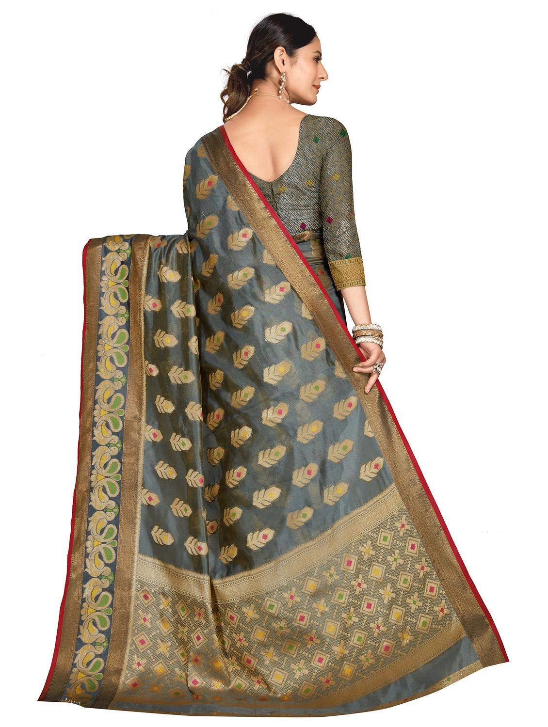 women self design zari work saree with blouse - 21318815 -  Standard Image - 1