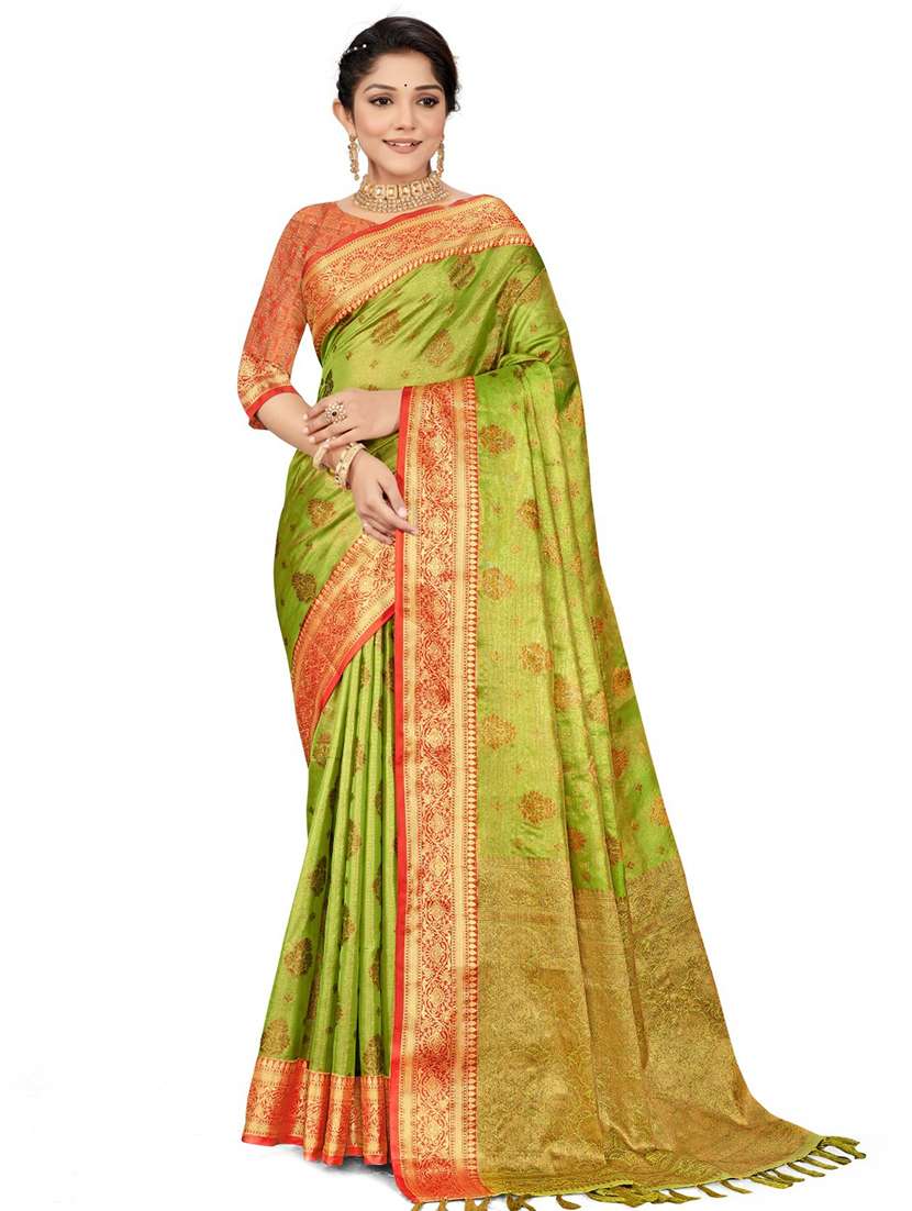 women self design zari work saree with blouse