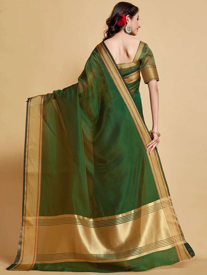 women green solid narayanpet saree with blouse - 21318840 -  Standard Image - 1