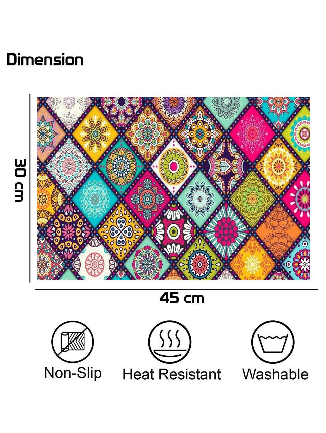rectangular pack of 6 table placemat (multicolor, pvc) - 21319021 -  Standard Image - 1