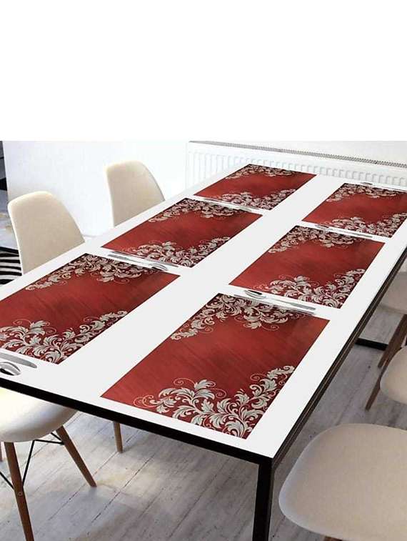 rectangular pack of 6 table placemat (red , pvc) - 21319055 -  Standard Image - 1