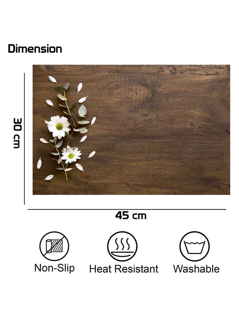 rectangular pack of 6 table placemat (brown , rubber) - 21319062 -  Standard Image - 1