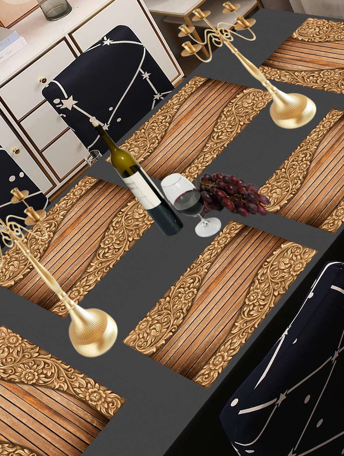 rectangular pack of 6 table placemat (multicolor, pvc) - 21319064 -  Standard Image - 1