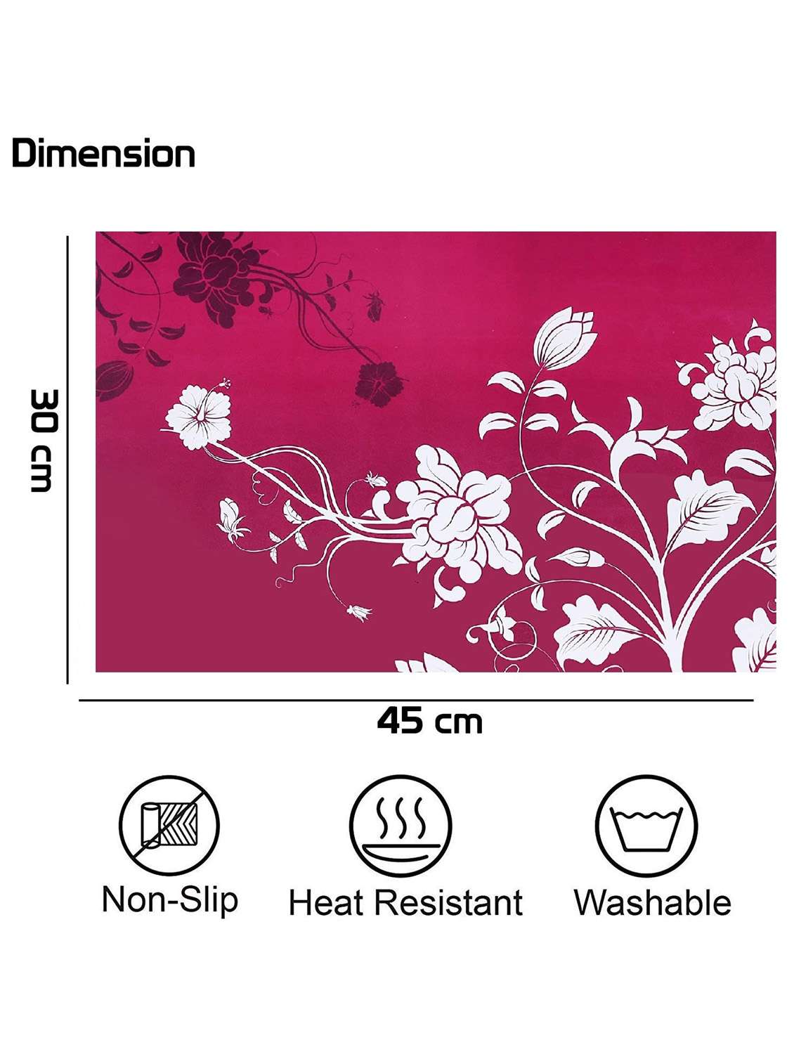 rectangular pack of 6 table placemat (pink, pvc) - 21319065 -  Standard Image - 1