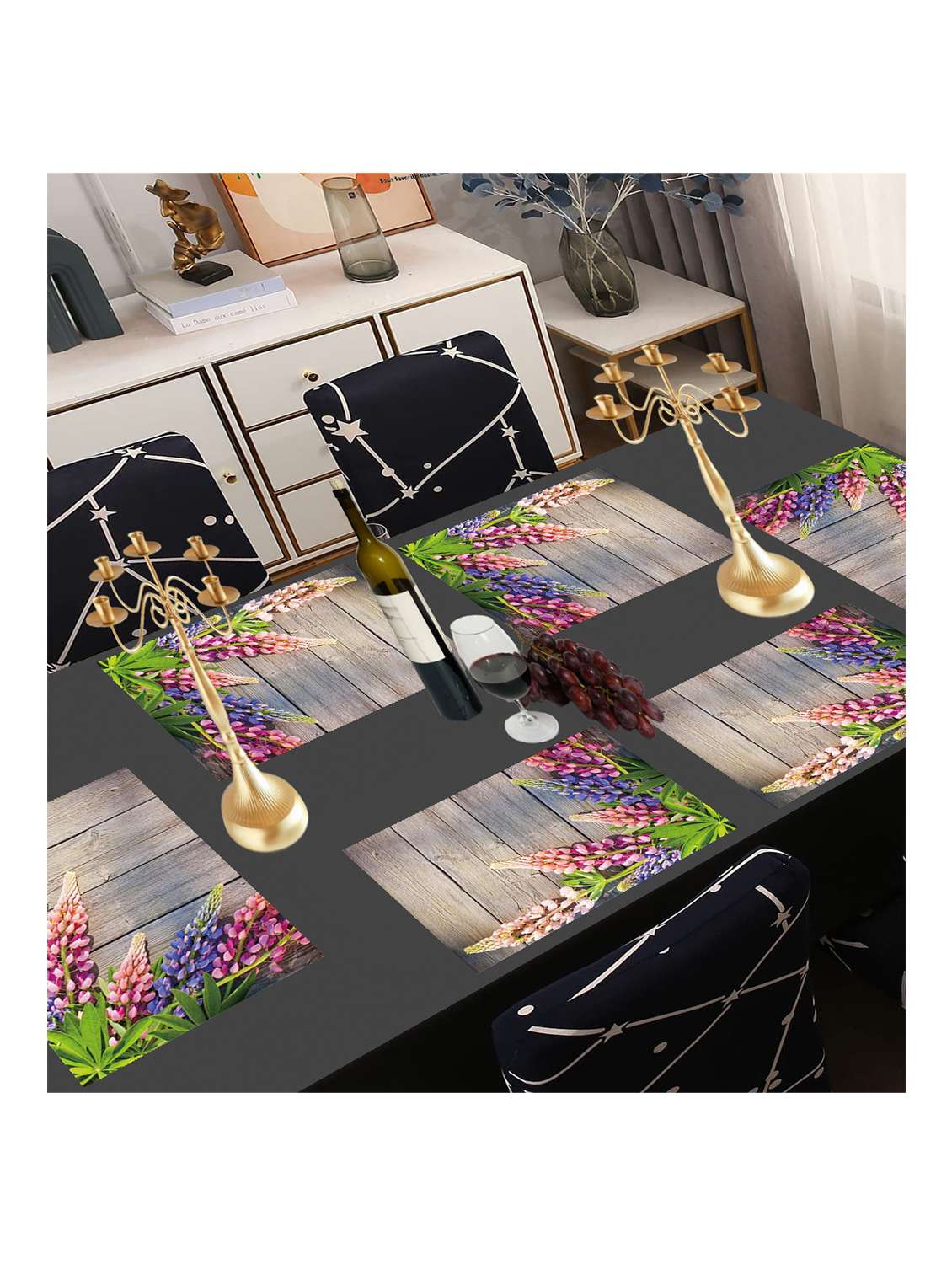 rectangular pack of 6 table placemat (grey, pvc) - 21319068 -  Standard Image - 1