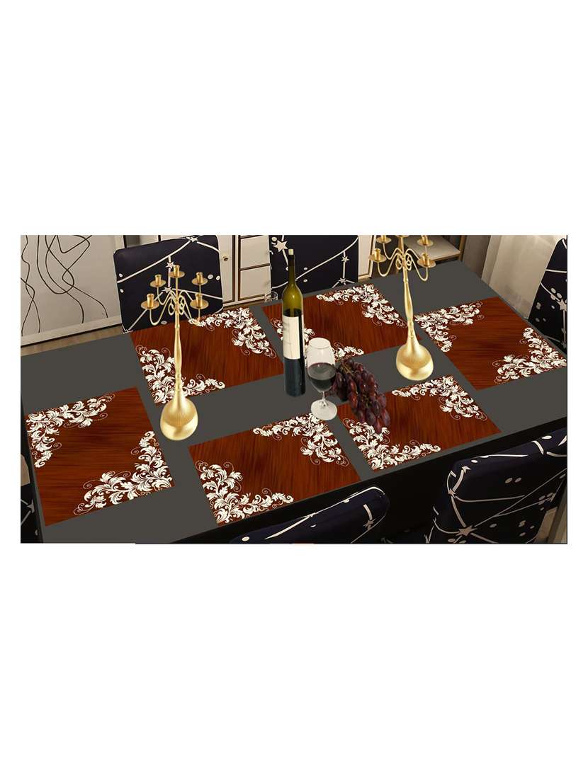 rectangular pack of 6 table placemat (maroon, pvc) - 21319069 -  Standard Image - 1