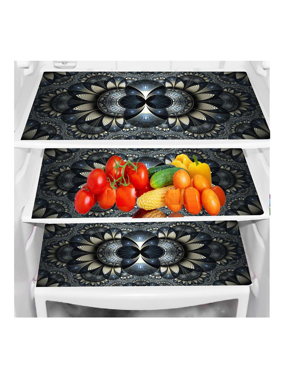 rectangular pack of 6 table placemat (black, pvc) - 21319083 -  Standard Image - 1