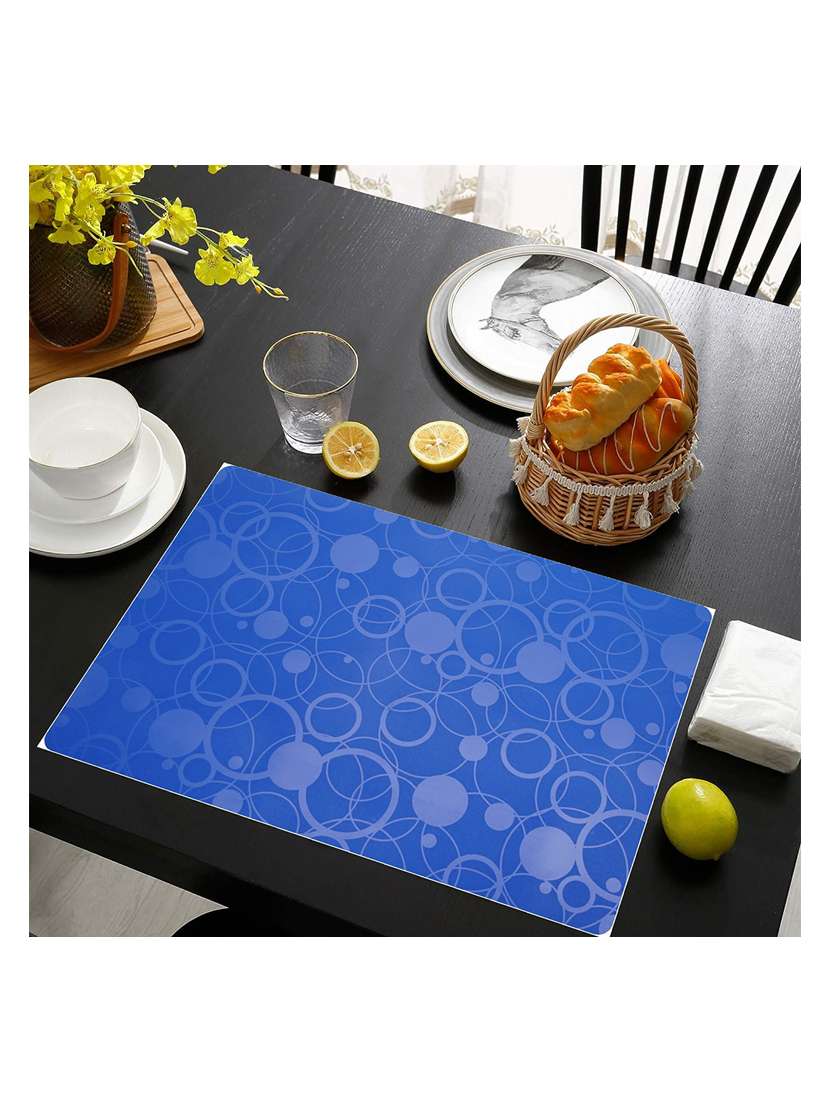 rectangular pack of 6 table placemat (blue, pvc) - 21319085 -  Standard Image - 1