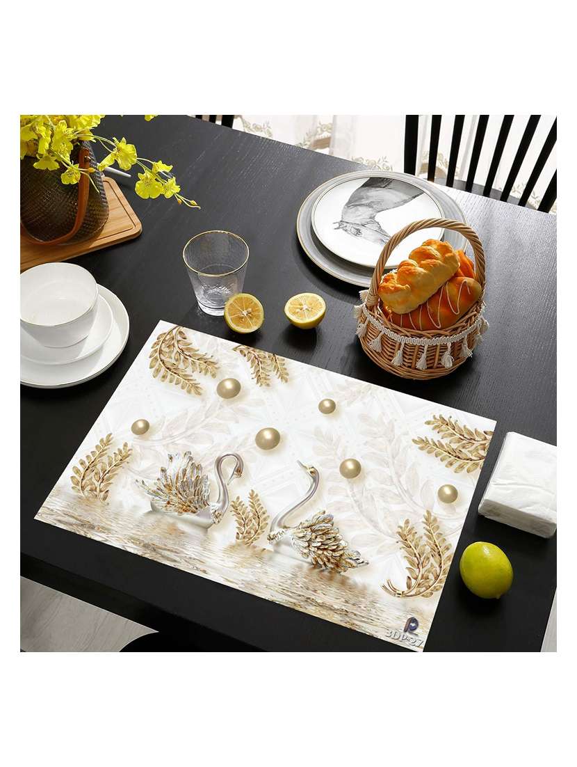 rectangular pack of 6 table placemat (white, pvc) - 21319086 -  Standard Image - 1