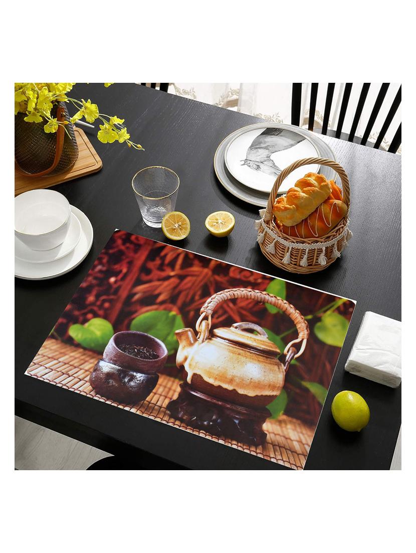 rectangular pack of 6 table placemat (gold, pvc) - 21319089 - Standard Image - 1