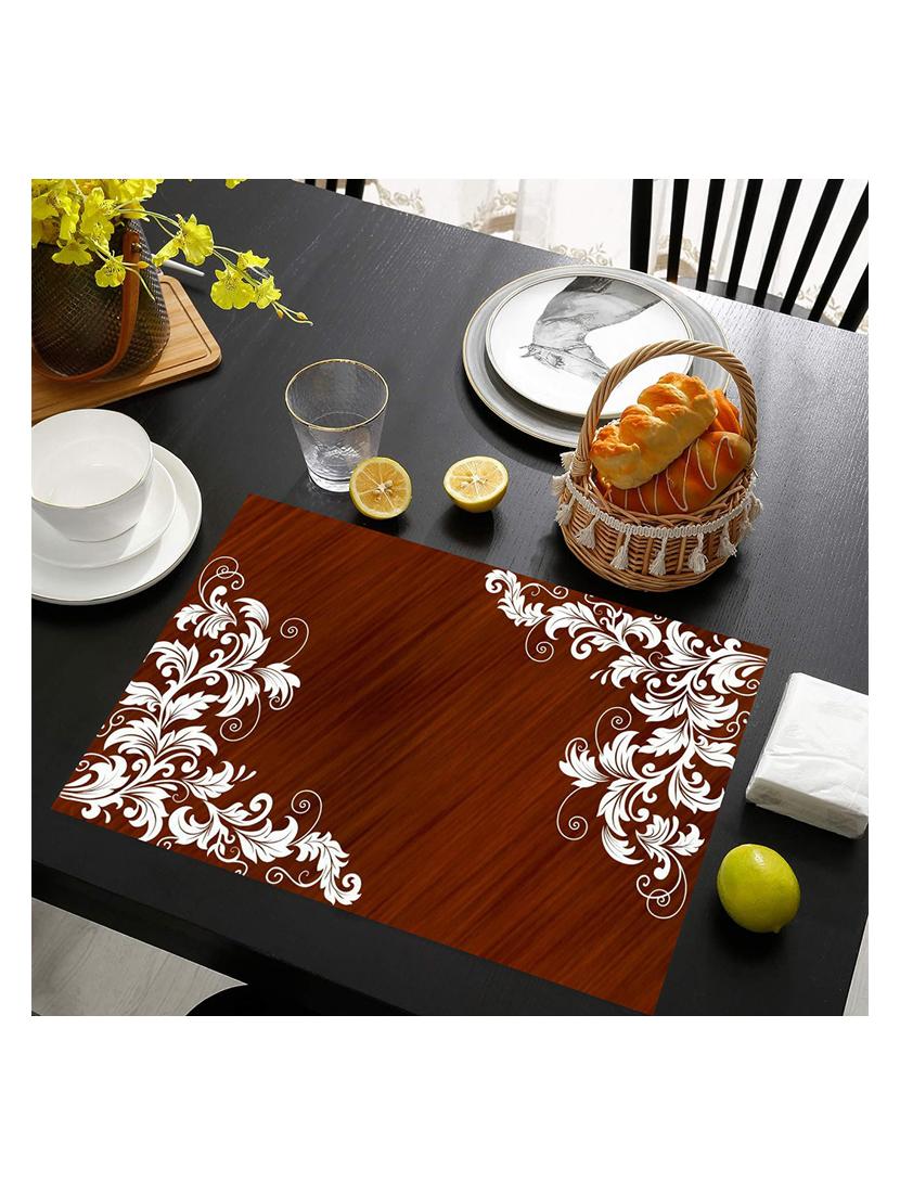 rectangular pack of 6 table placemat (maroon, pvc) - 21319090 - Standard Image - 1