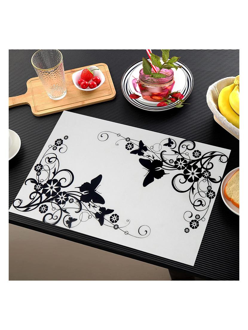 rectangular pack of 6 table placemat (black, white, pvc) - 21319102 - Standard Image - 1