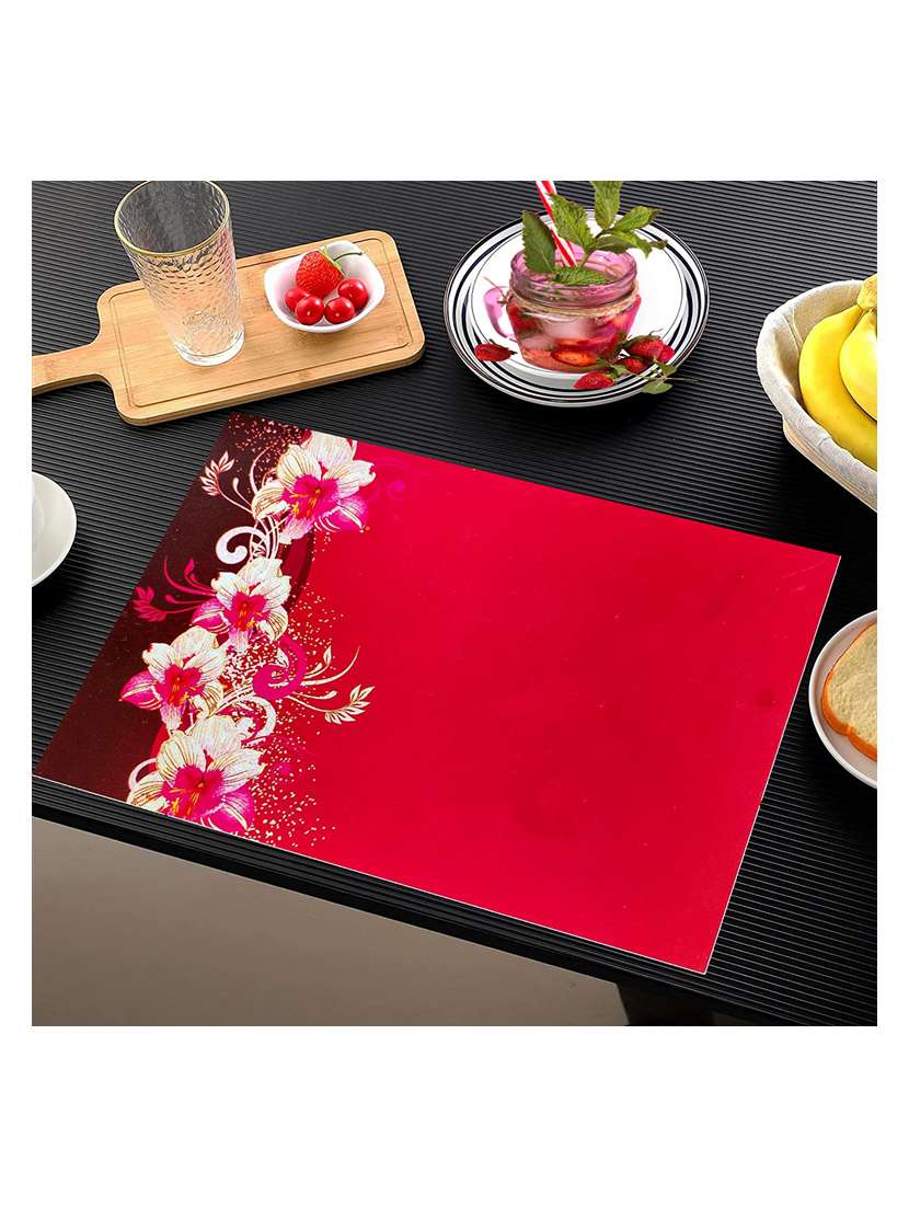 rectangular pack of 3 table placemat (red, pvc) - 21319103 -  Standard Image - 1