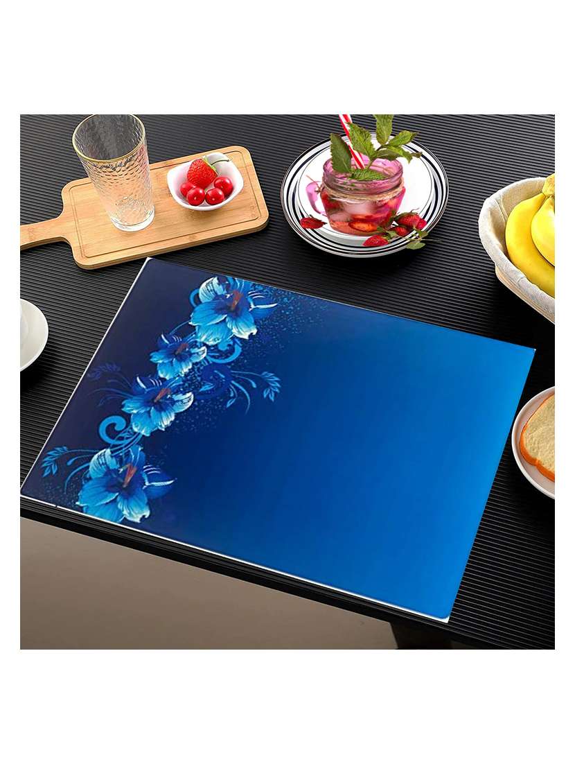 rectangular pack of 6 table placemat (blue, pvc) - 21319107 -  Standard Image - 1