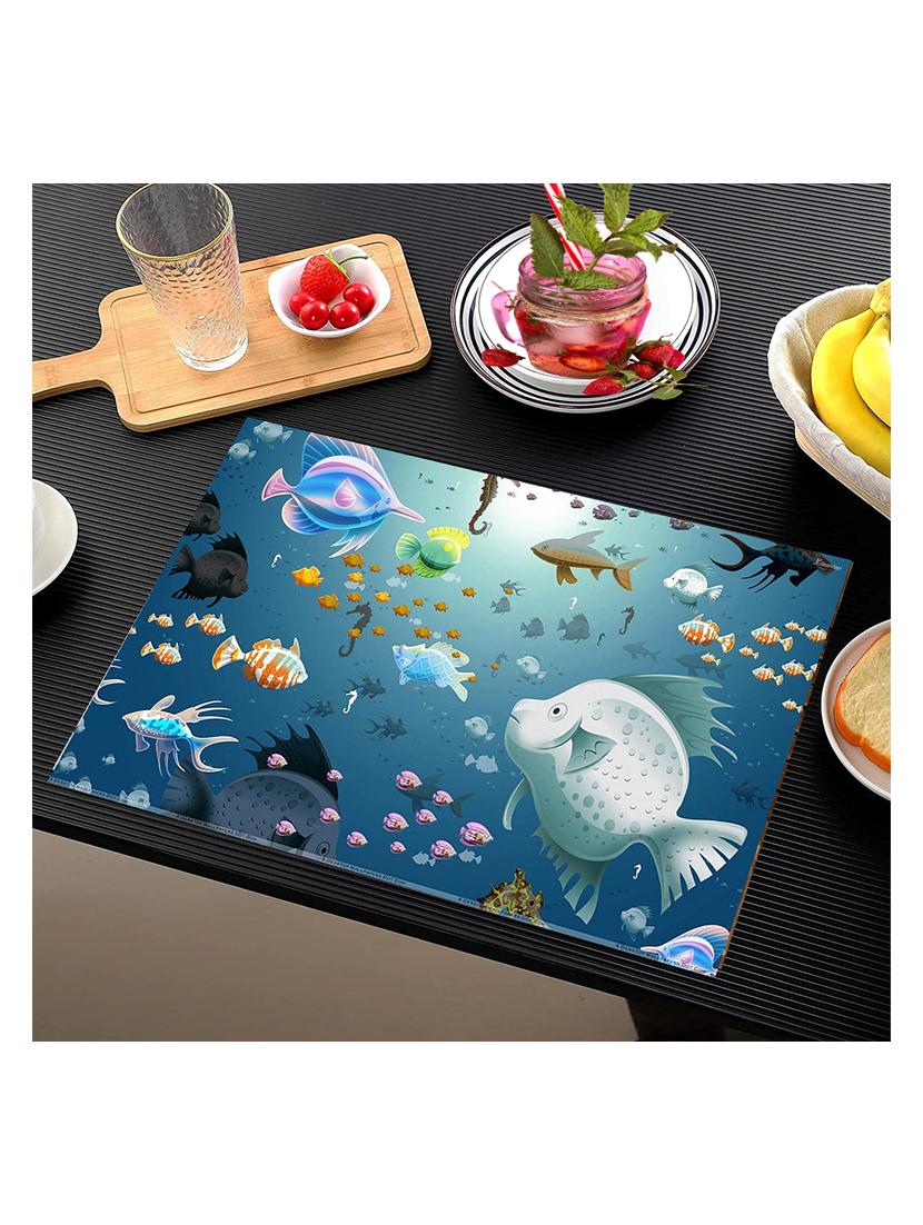 rectangular pack of 6 table placemat ( blue, pvc) - 21319109 - Standard Image - 1