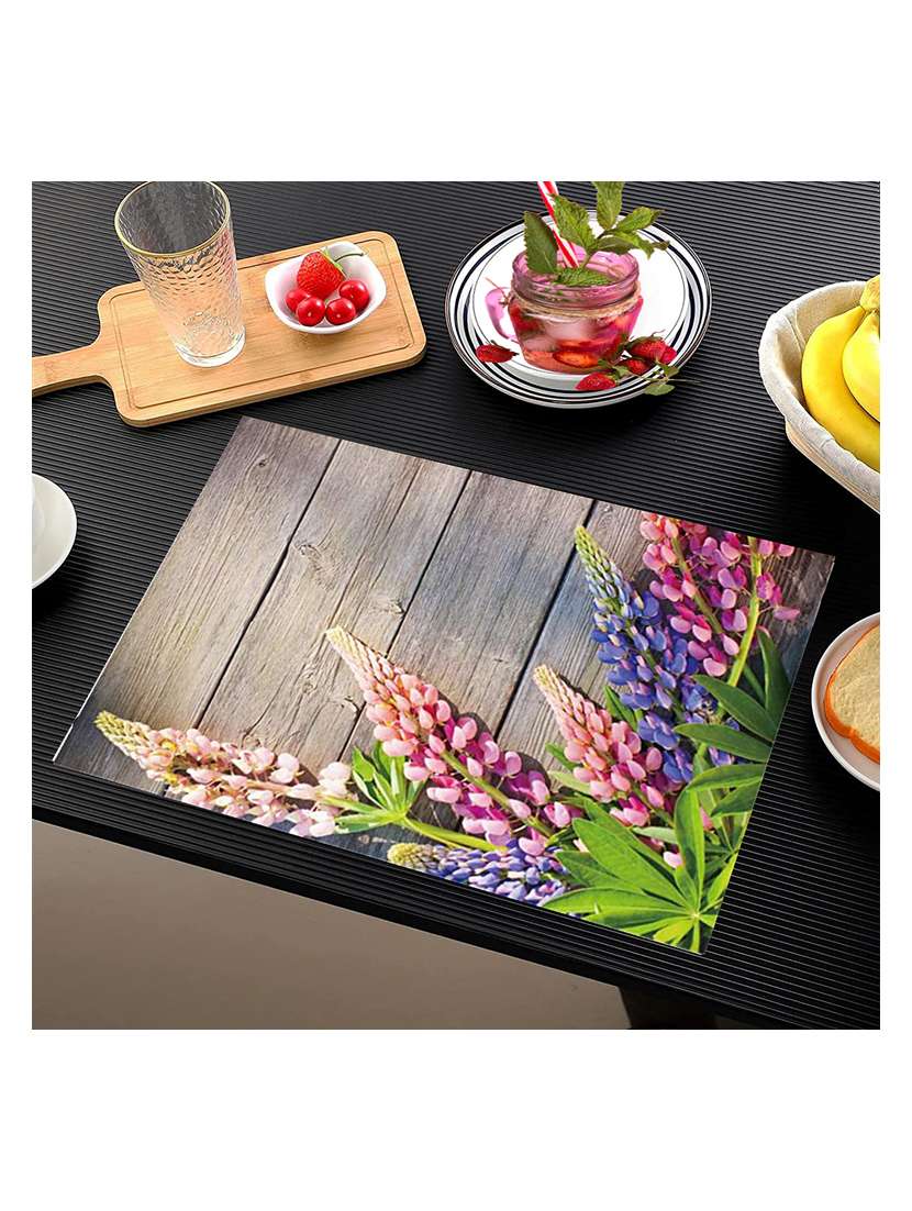 rectangular pack of 6 table placemat (green, pink, pvc) - 21319110 -  Standard Image - 1