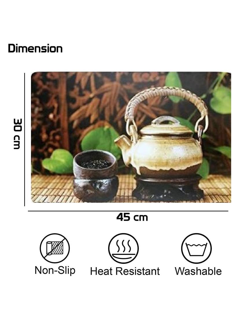 rectangular pack of 6 table placemat (gold, black, pvc) - 21319112 - Standard Image - 1