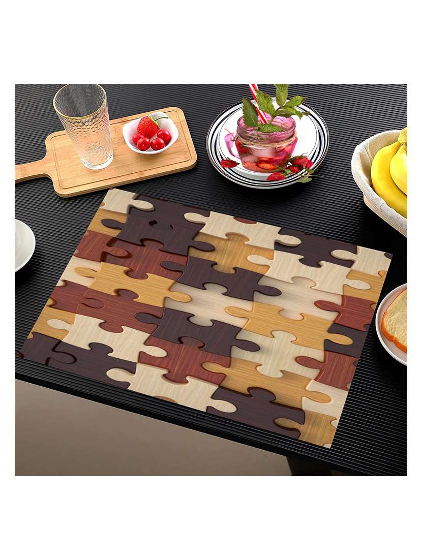 rectangular pack of 6 table placemat (multicolor, beige, pvc) - 21319116 -  Standard Image - 1