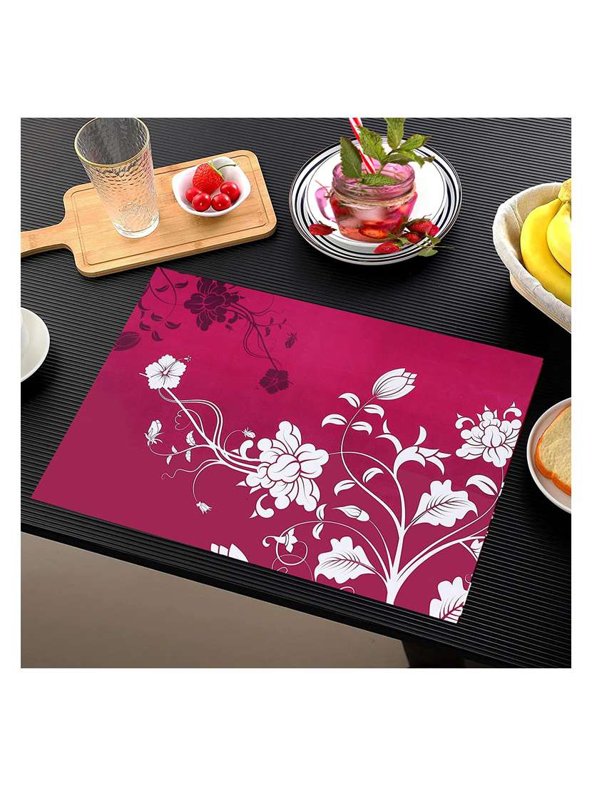 rectangular pack of 6 table placemat (pink, pvc) - 21319117 -  Standard Image - 1