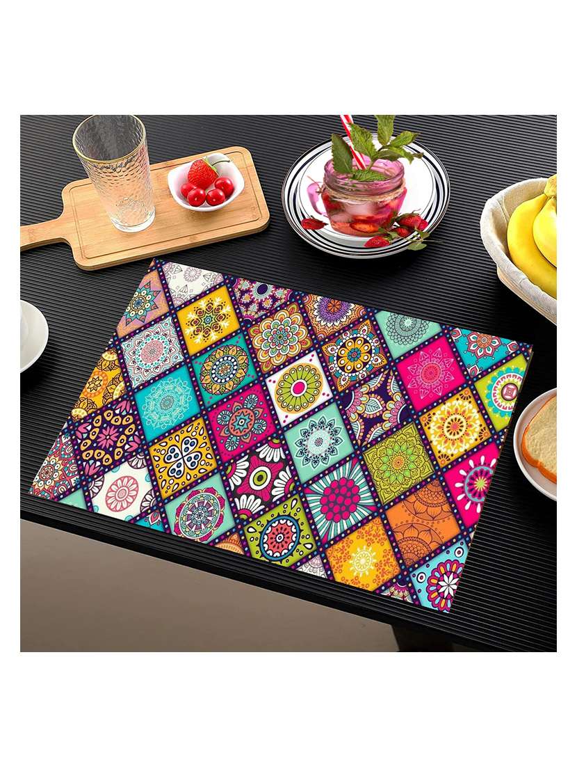 rectangular pack of 6 table placemat (multicolor, pvc) - 21319118 -  Standard Image - 1