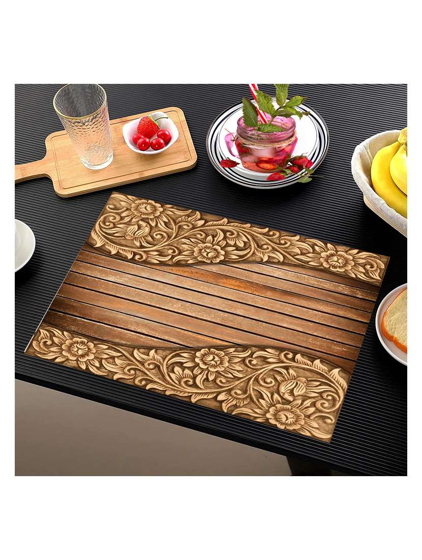 rectangular pack of 6 table placemat (beige, pvc) - 21319121 -  Standard Image - 1