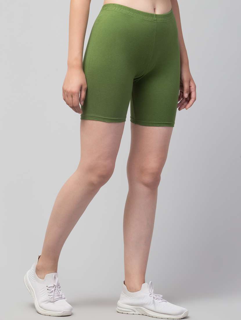 women solid mid rise active wear shorts - 21319141 - Standard Image - 1