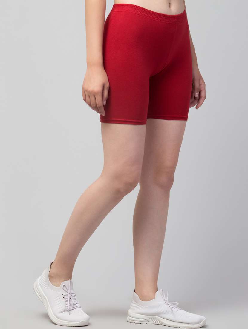 women solid mid rise active wear shorts - 21319161 - Standard Image - 1