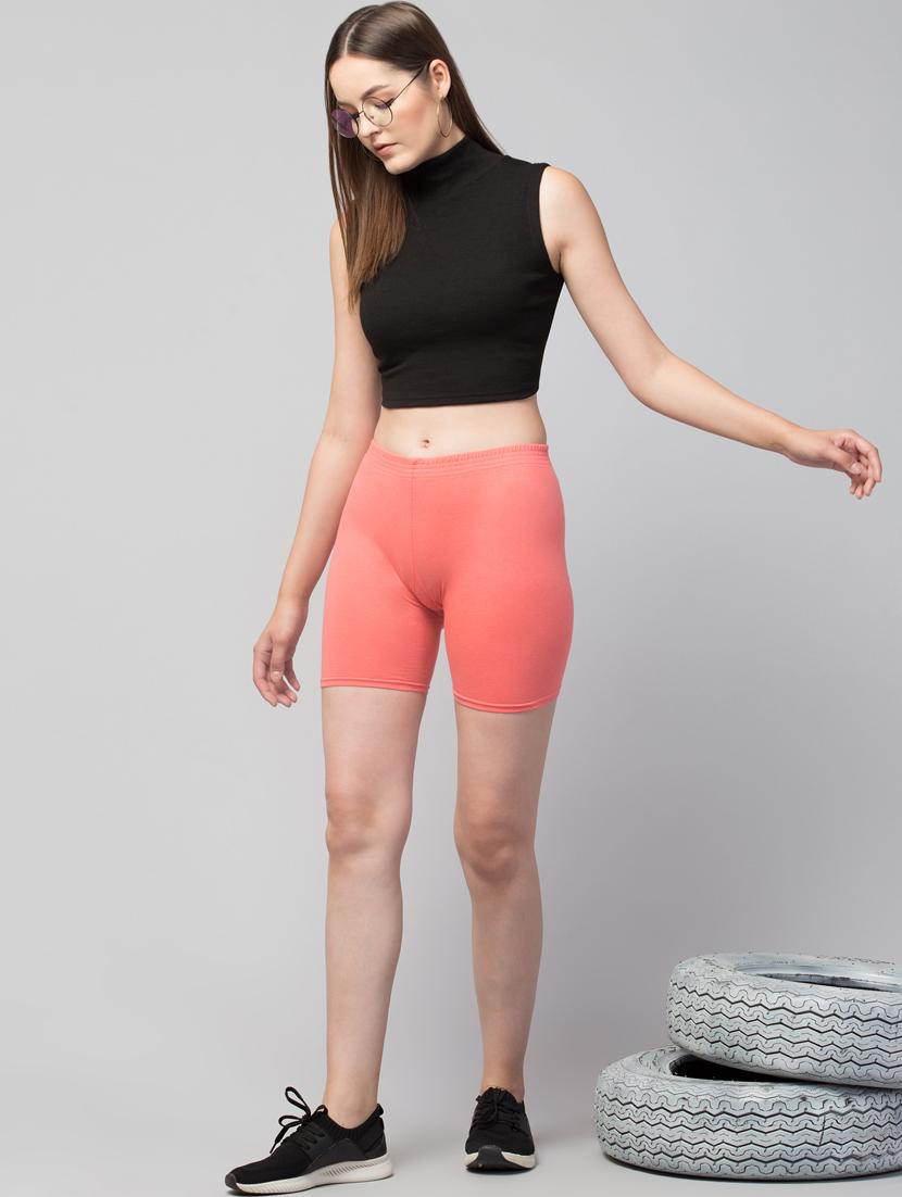 women solid mid rise active wear shorts - 21319310 - Standard Image - 4