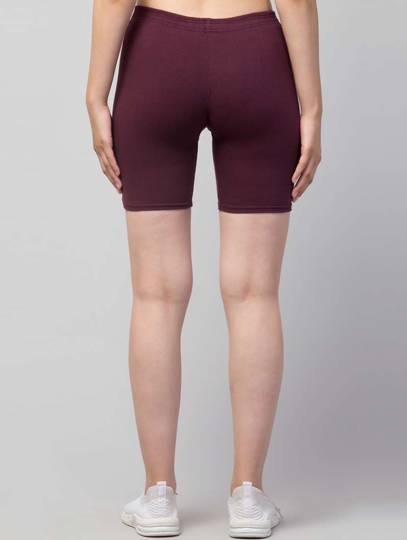 women solid mid rise active wear shorts - 21319322 - Standard Image - 1