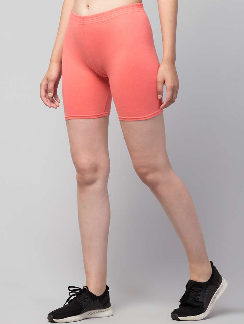 women solid mid rise active wear shorts - 21319331 - Standard Image - 1