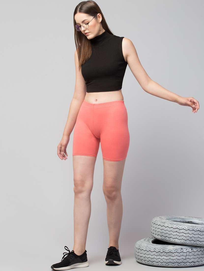 women solid mid rise active wear shorts - 21319331 - Standard Image - 4