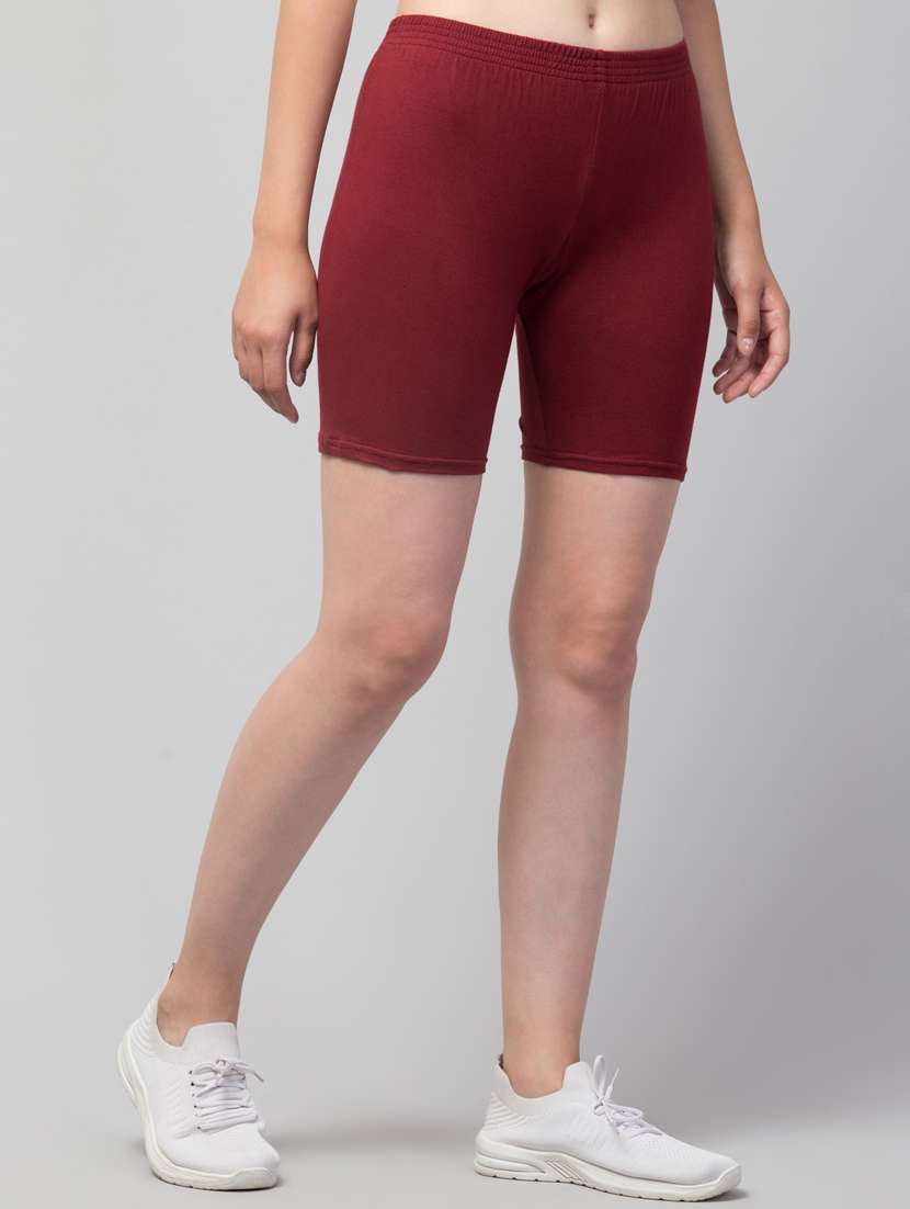 women solid mid rise active wear shorts - 21319349 - Standard Image - 1