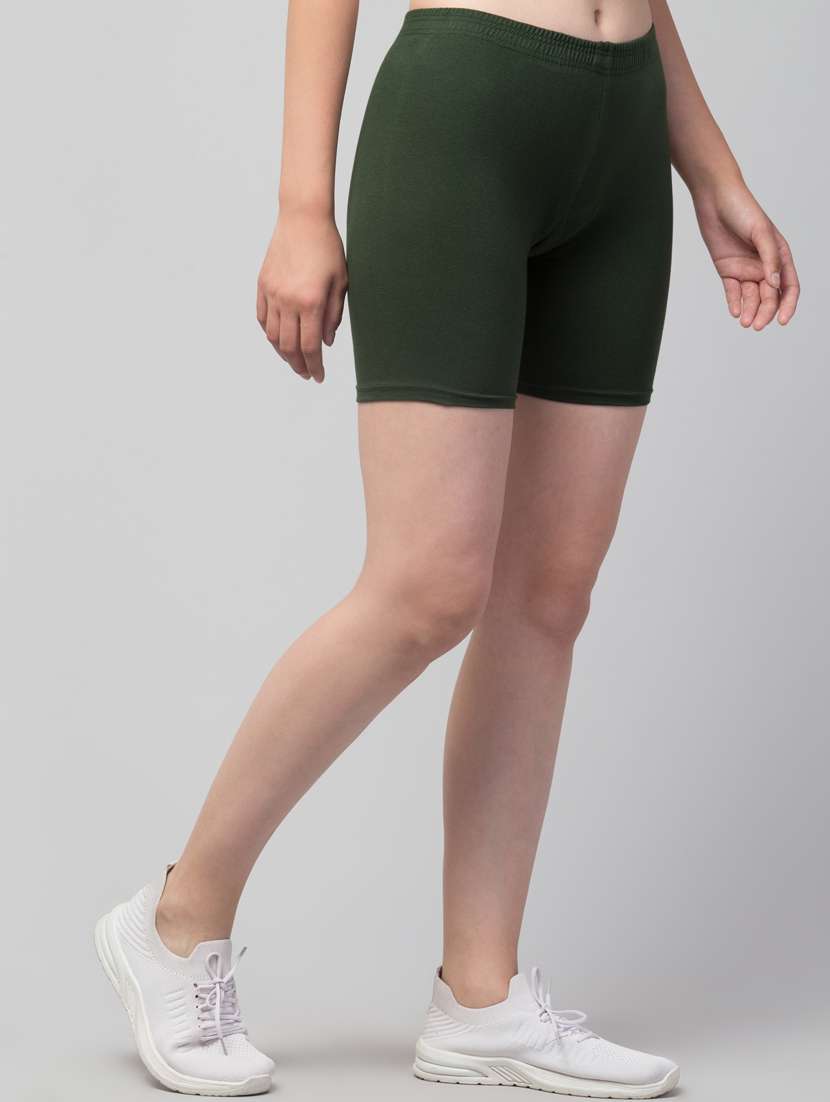 women solid mid rise active wear shorts - 21319372 -  Standard Image - 1