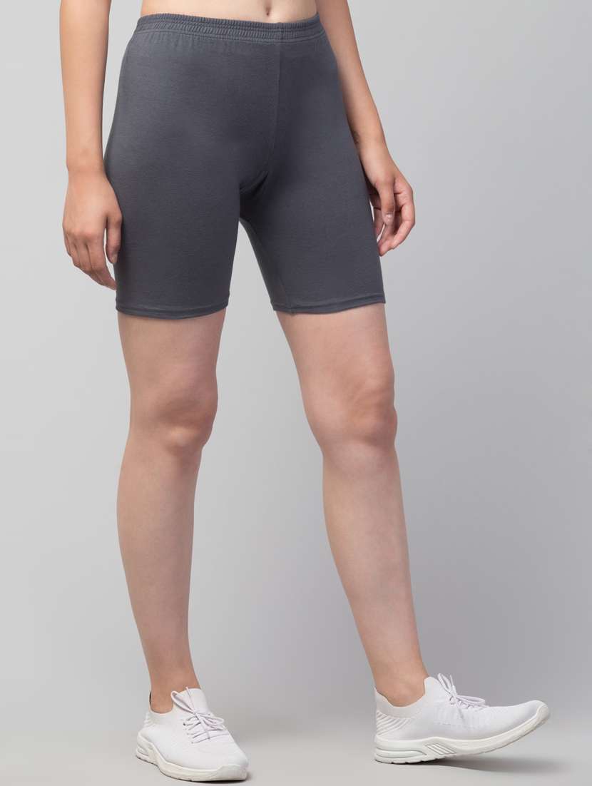 women solid mid rise active wear shorts - 21319453 -  Standard Image - 1