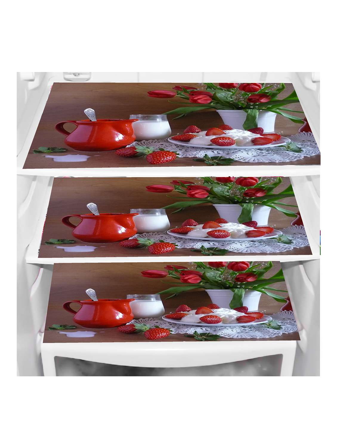 set of printed fridge mats with top cover - 21319724 -  Standard Image - 1