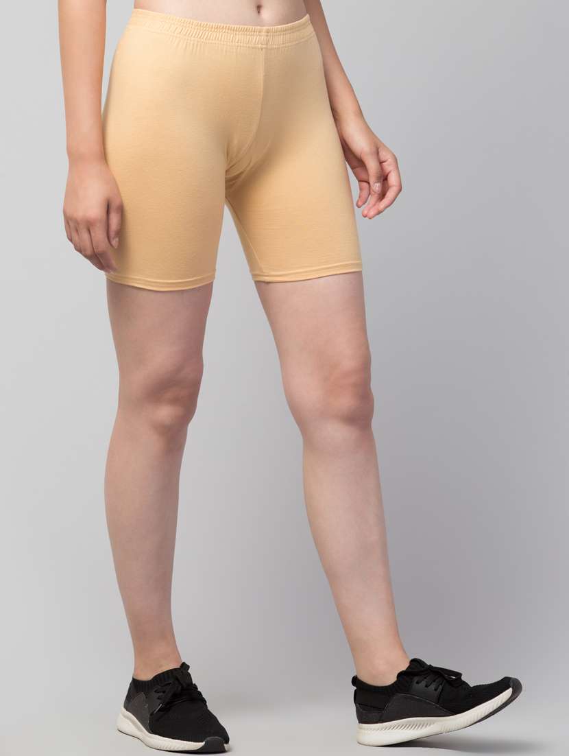 women solid mid rise active wear shorts - 21319988 -  Standard Image - 1