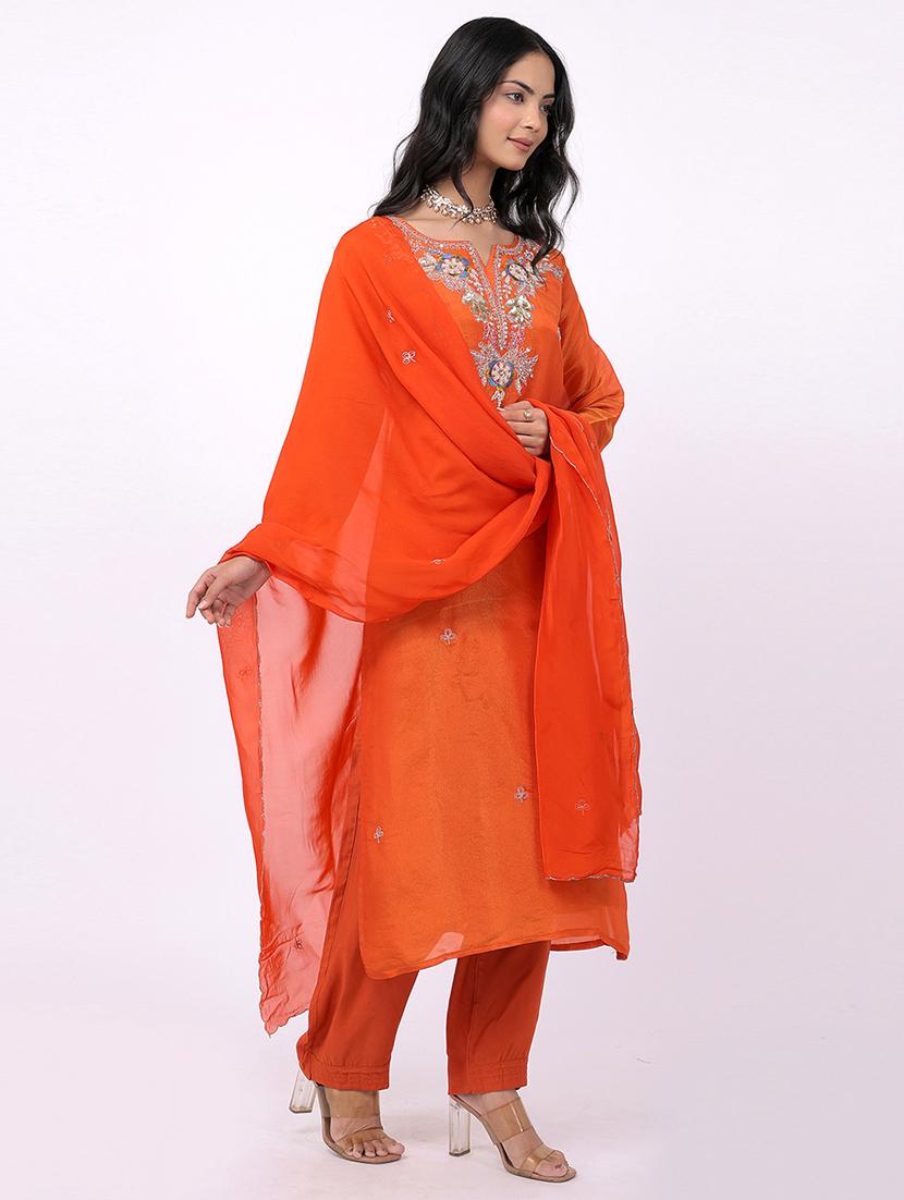 orange viscose suit set - 21320596 - Standard Image - 1