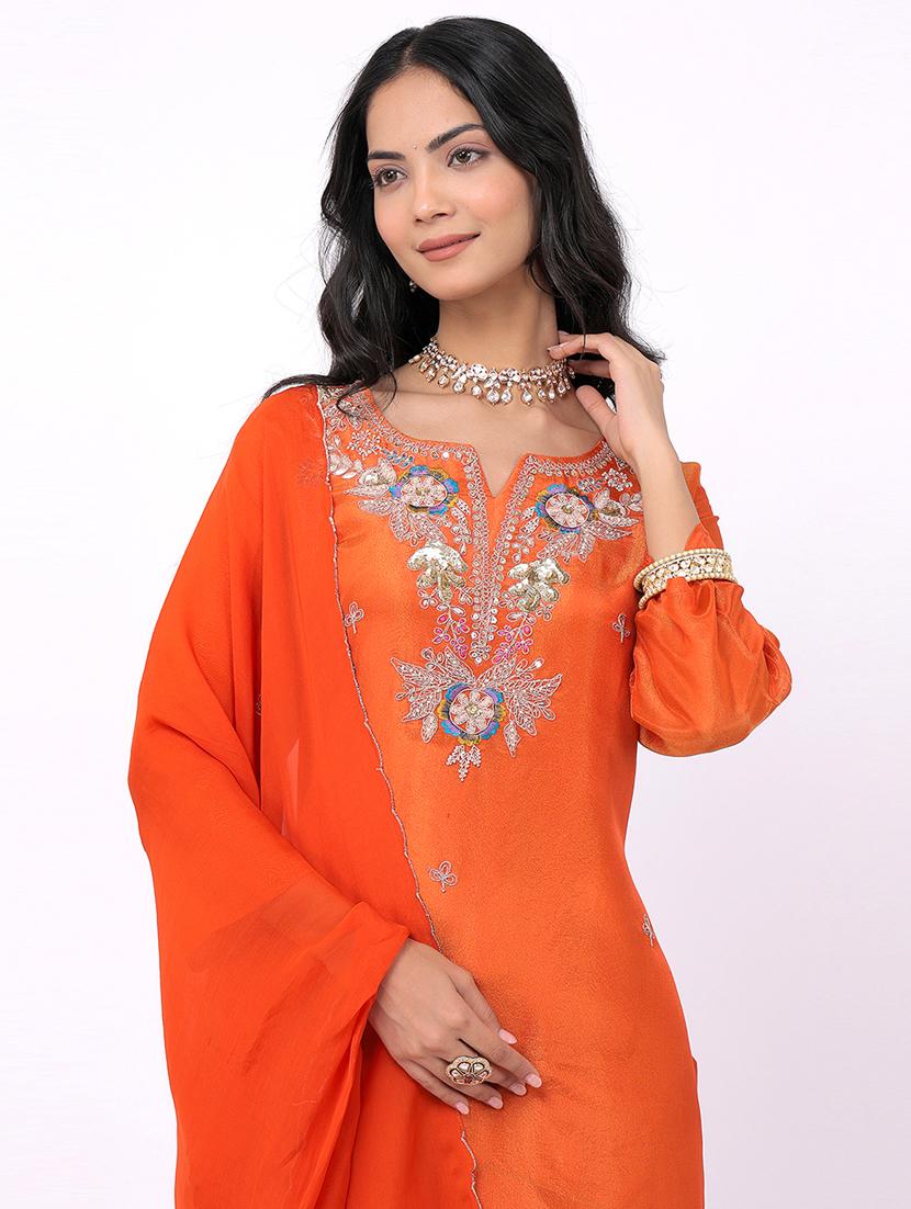 orange viscose suit set - 21320596 - Standard Image - 4