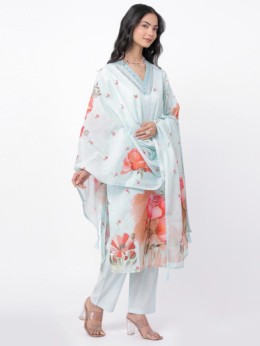 women light blue printed suit set - 21320606 - Standard Image - 1