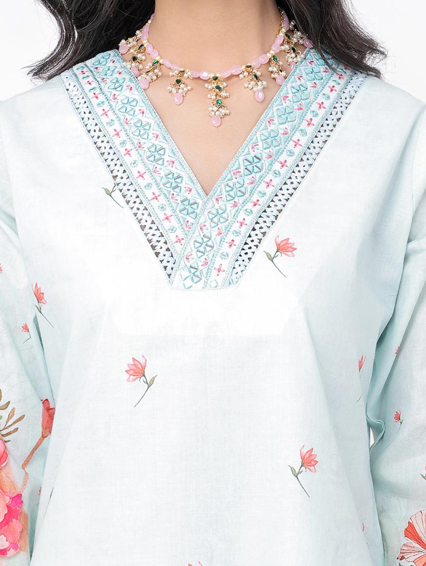 women light blue printed suit set - 21320606 - Standard Image - 4