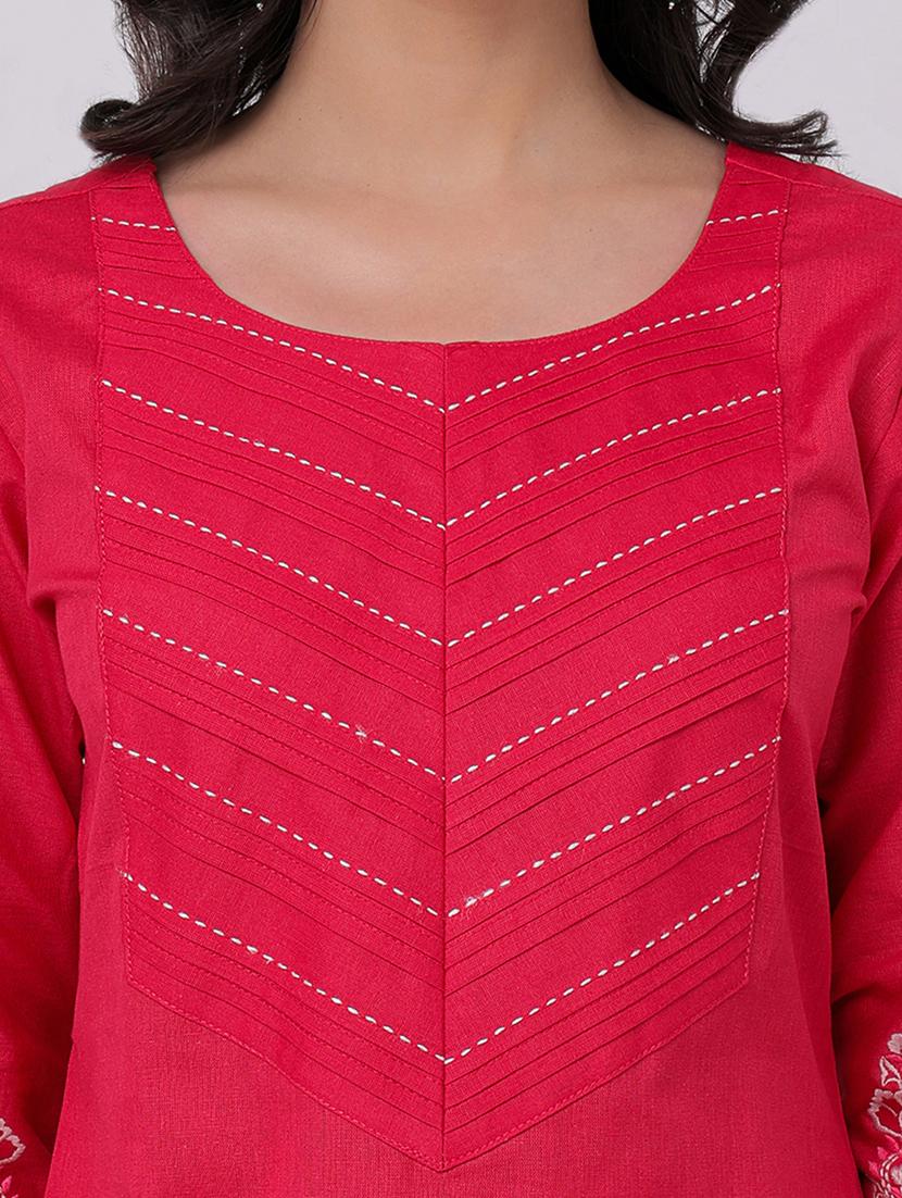 pink cotton kurta pant set - 21320621 - Standard Image - 4